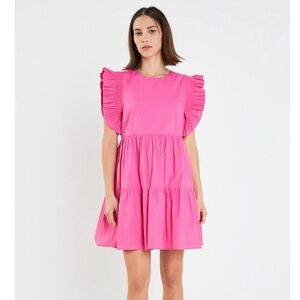 ENGLISH FACTORY Fushia Mini Dress with Ruffles